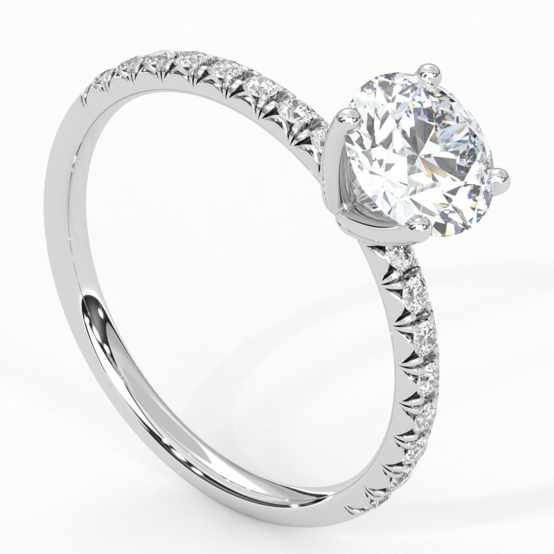 Pierścionek French z diamentem od 0.40ct do 1.0ct z platyny [P07060103P]