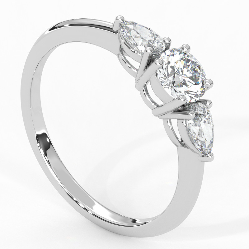 Pierścionek z trzema diamentami od 0.40ct do 1.0ct z platyny [P07070103P]