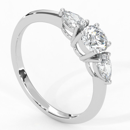 Pierścionek z trzema diamentami od 0.40ct do 1.0ct z platyny [P07070103P]