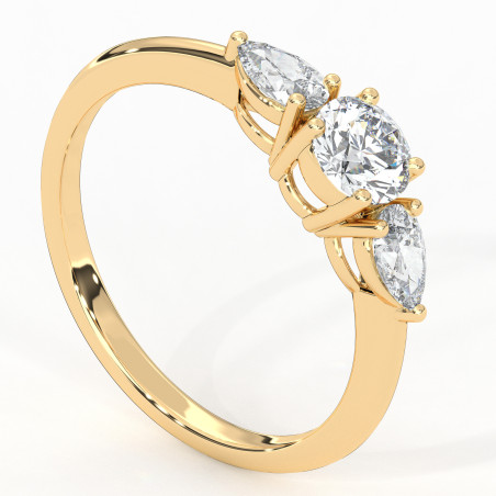 Pierścionek z trzema diamentami od 0.40ct do 1.0ct z żółtego złota [P07070103R]