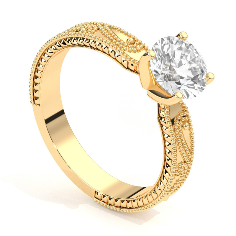 Pierścionek z diamentem laboratoryjnym od 0.50ct do 5.0ct z żółtego złota [P04030105Z-LG]