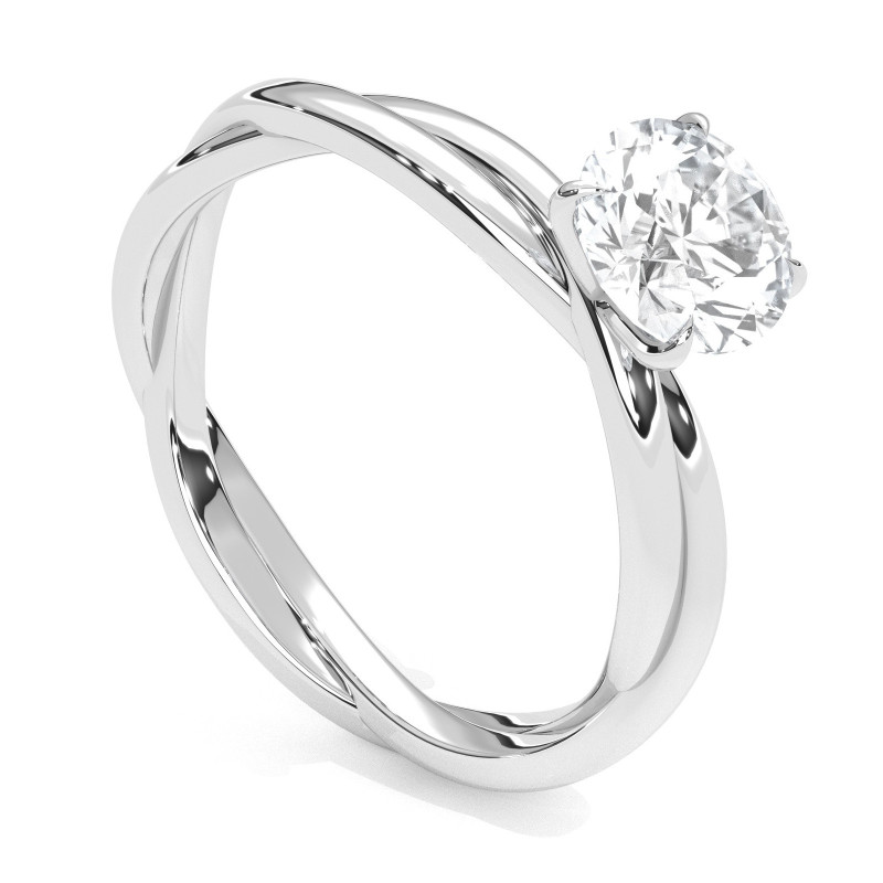 Pierścionek z diamentem laboratoryjnym od 0.50ct do 5.0ct z białego złota [P04100105B-LG]