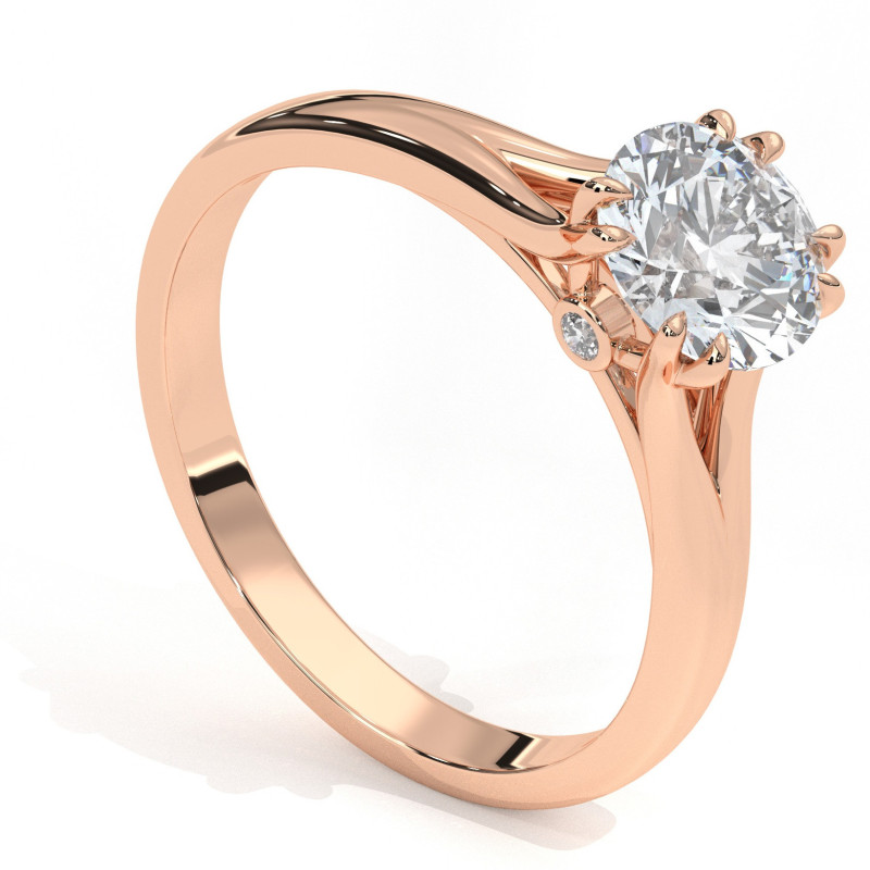 Pierścionek z diamentem od 0.30ct do 1.0ct z różowego złota [P02020103R]